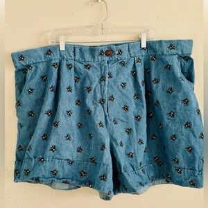 Embroidered, Bumble Jean Shorts & Tote, Size 24